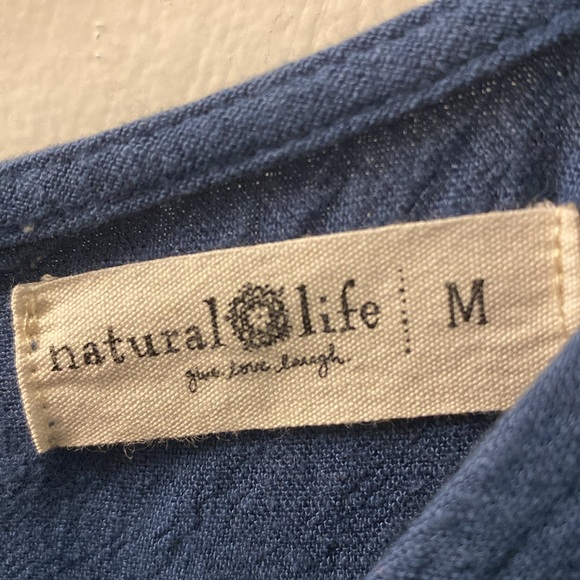 Natural Life Avery Jumpsuit Washed Indigo Wide Leg Lagenlook Linen Blend Size M - Picture 7 of 10
